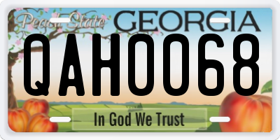 GA license plate QAH0068