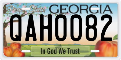 GA license plate QAH0082