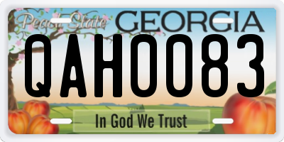 GA license plate QAH0083