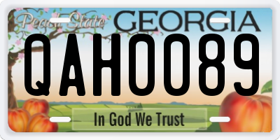 GA license plate QAH0089