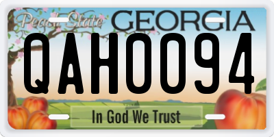 GA license plate QAH0094