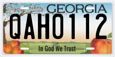 GA license plate QAH0112