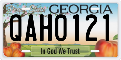 GA license plate QAH0121