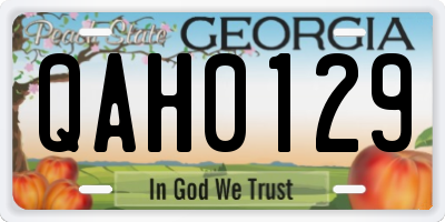 GA license plate QAH0129