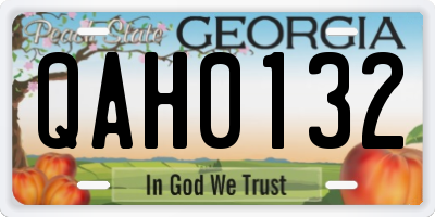 GA license plate QAH0132