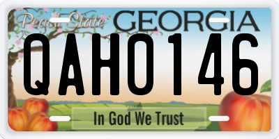 GA license plate QAH0146