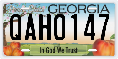 GA license plate QAH0147