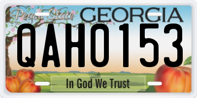 GA license plate QAH0153