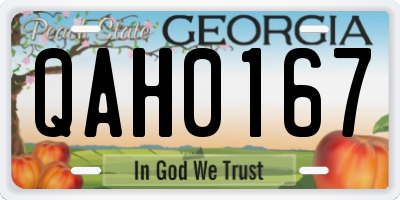 GA license plate QAH0167