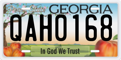 GA license plate QAH0168