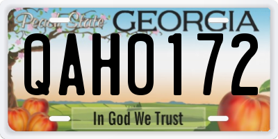 GA license plate QAH0172