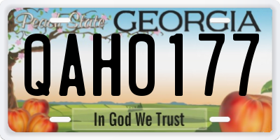 GA license plate QAH0177
