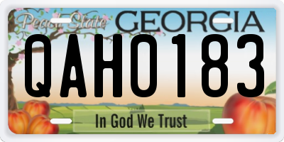GA license plate QAH0183