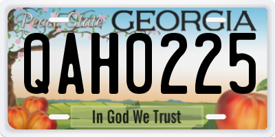 GA license plate QAH0225