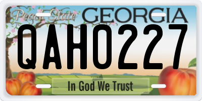 GA license plate QAH0227