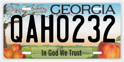 GA license plate QAH0232