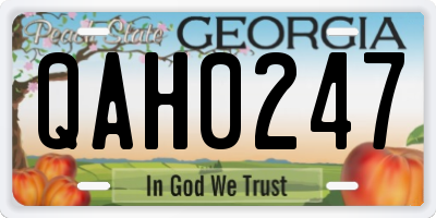 GA license plate QAH0247
