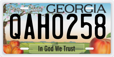 GA license plate QAH0258