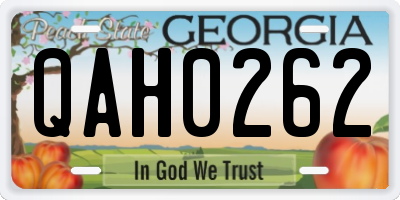 GA license plate QAH0262