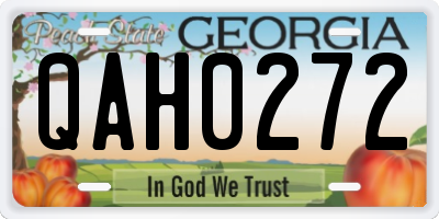 GA license plate QAH0272