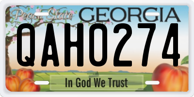 GA license plate QAH0274