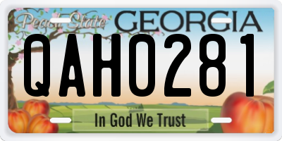 GA license plate QAH0281