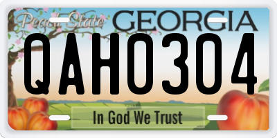 GA license plate QAH0304