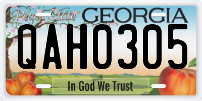 GA license plate QAH0305