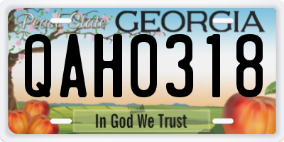 GA license plate QAH0318