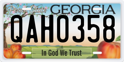 GA license plate QAH0358