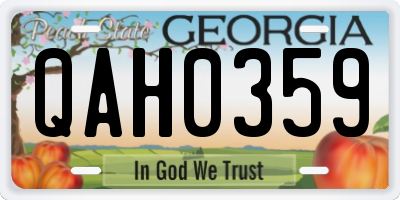 GA license plate QAH0359