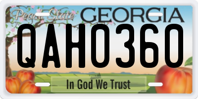 GA license plate QAH0360