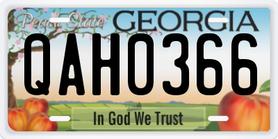 GA license plate QAH0366