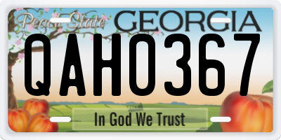 GA license plate QAH0367