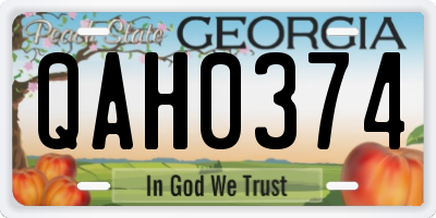 GA license plate QAH0374