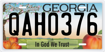 GA license plate QAH0376