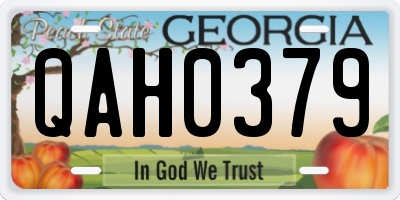 GA license plate QAH0379