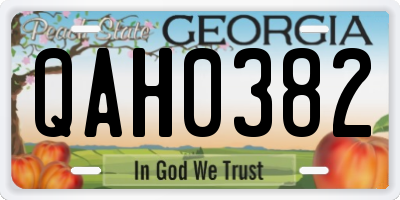 GA license plate QAH0382