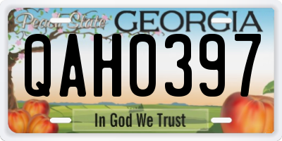 GA license plate QAH0397