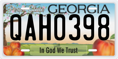 GA license plate QAH0398