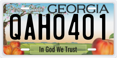 GA license plate QAH0401