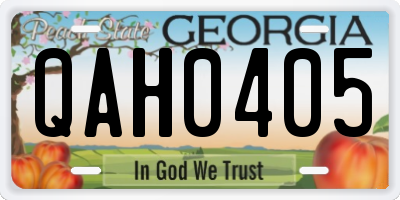 GA license plate QAH0405