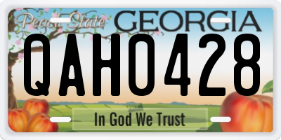 GA license plate QAH0428