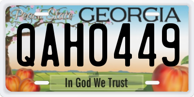 GA license plate QAH0449