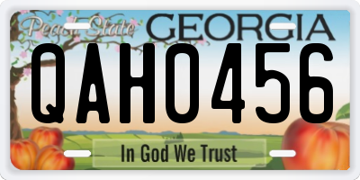 GA license plate QAH0456