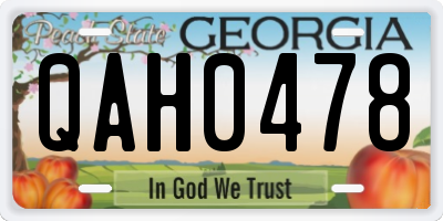 GA license plate QAH0478