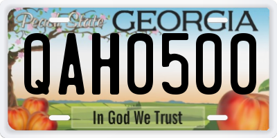 GA license plate QAH0500