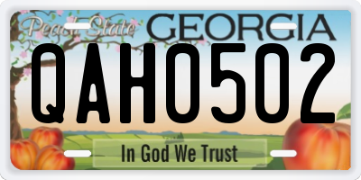 GA license plate QAH0502