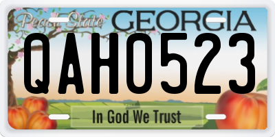 GA license plate QAH0523