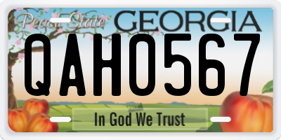 GA license plate QAH0567